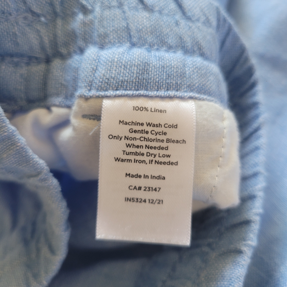 Talbots 100% Linen Sky Blue Wide Leg Pants 2XL Petite - Picture 13 of 13